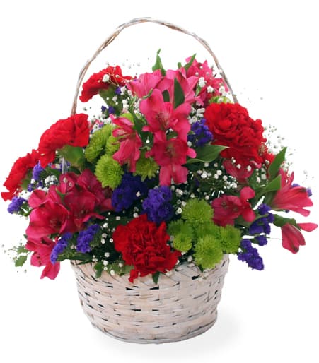 Colorful Flower Basket Arrangement anniversary flowers